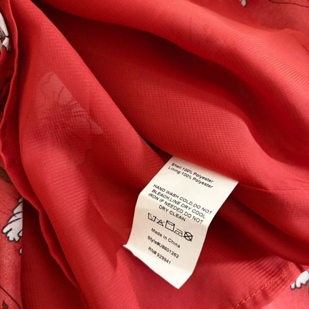 Suzanne Betro Blouse Women's Large Red Floral V-Neck Long Sleeve Shirt Career - Picture 7 of 8